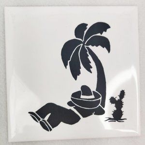 Vintage 1950s Kitsch Tile Covers MEXICAN SIESTA 4"